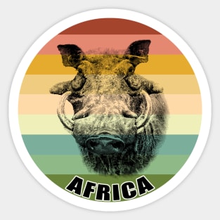 Warthog Boar Close-up on Vintage Retro Africa Sunset Sticker